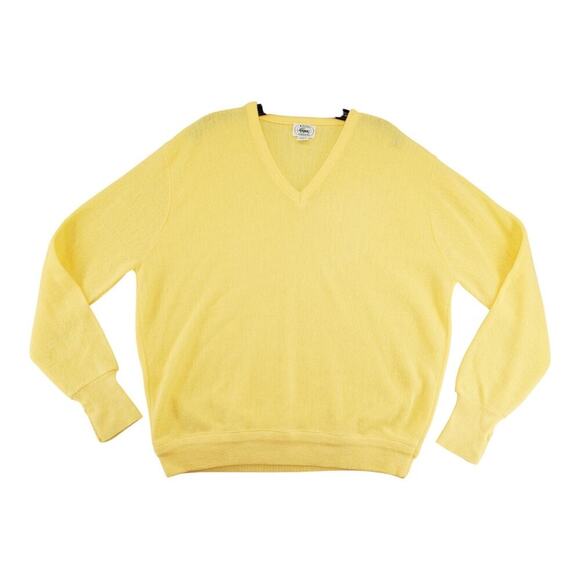 Izod Lacoste Other - Vintage 70s 80s Izod Lacoste Yellow V-Neck Sweater Orlon Acrylic Made in USA L